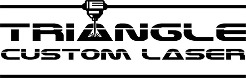 Combination mark for triangle custom laser that shows a laser beam forming part of thje "a" in the word triangle